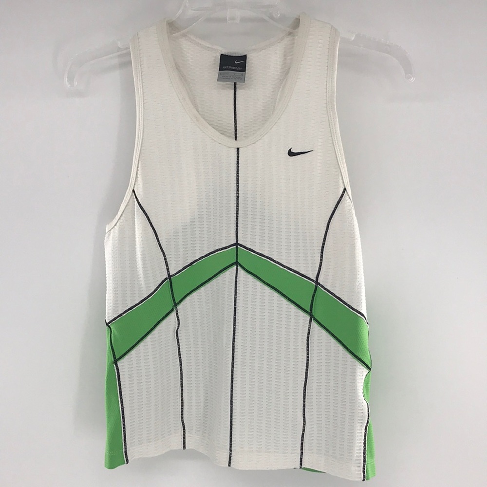 L Nike Sphere Dry Tank Top Green&White, no sleeve